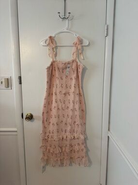 Abercrombie & Fitch Blush Pink Floral Ruffle Strap Dress